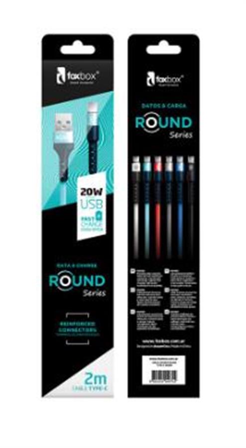 Cable Round Micro usb 3.1A 2 mts colores varios Foxbox