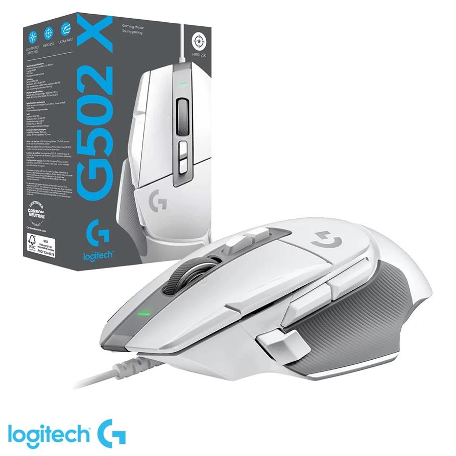 Mouse Logitech USB G502X Blanco (910-006145)