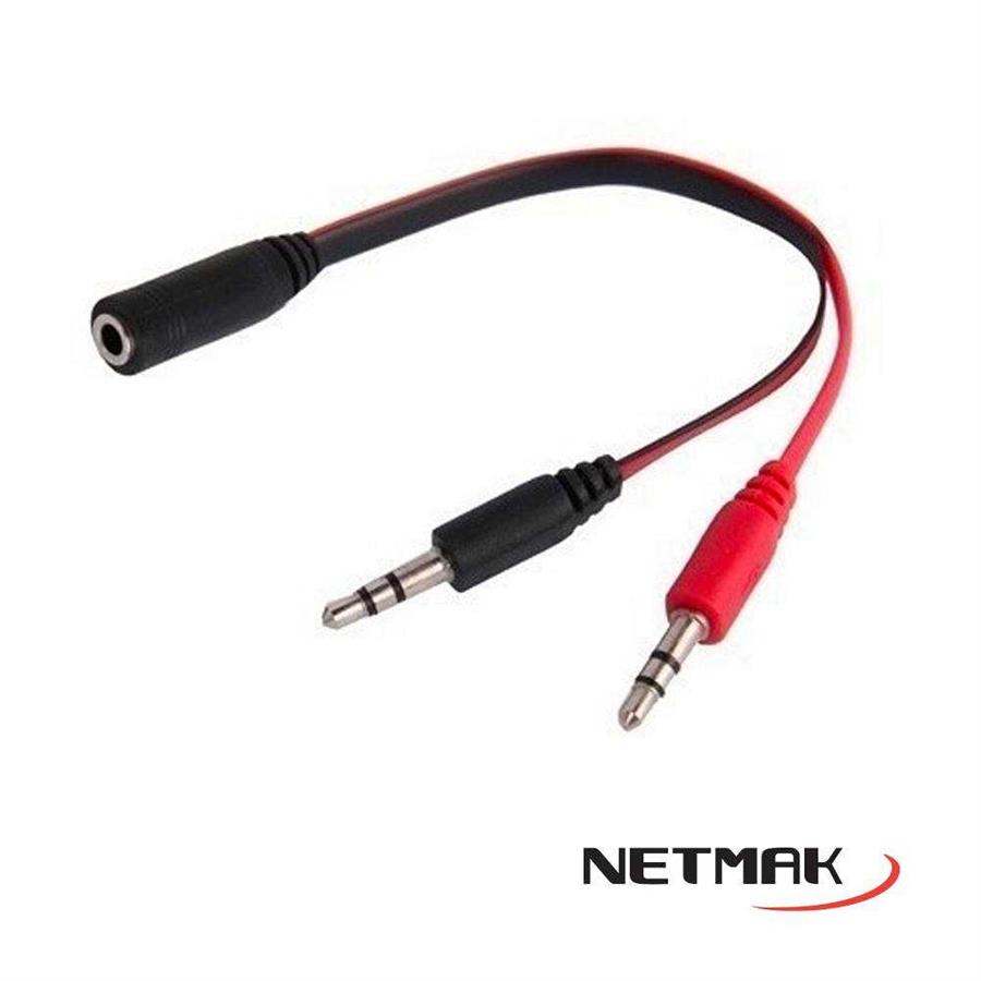 Adaptador 2 Stereos 3,5 M a 1 stereo H Netmak