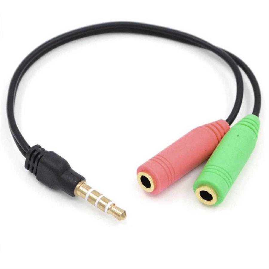 Adaptador 2 hembras a 1 jack macho p/audio y micro