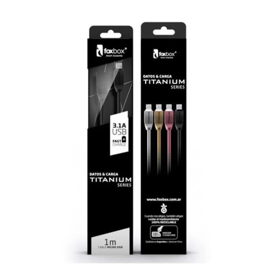 Cable Titanium Micro usb 3.1A 1 mt Foxbox