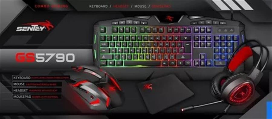 Combo Gamer 4 en 1 Sentey Teclado+Mouse+Auricular GS-5790