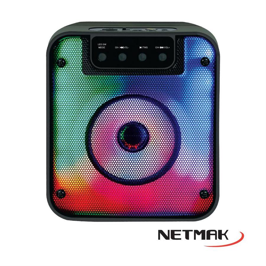 Parlante Bluetooth Con Panel Led 4" Netmak Flama