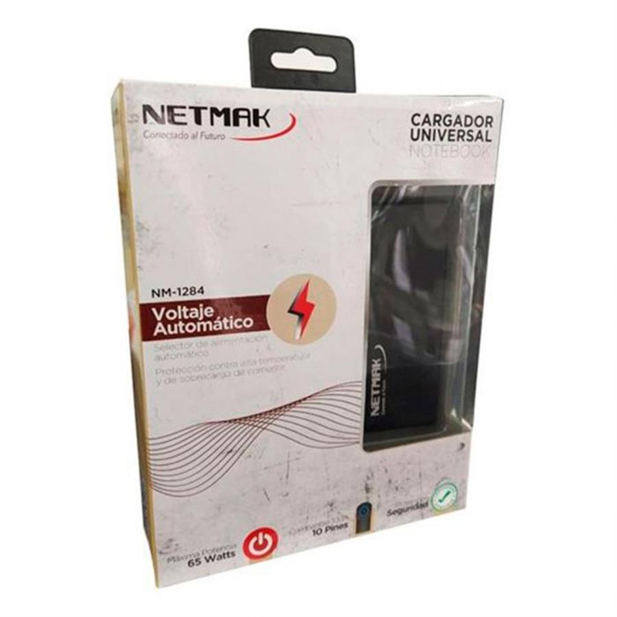 CARGADOR UNIVERSAL NOTEBOOK AUTOMÁTICO NETMAK NM-1284 65W