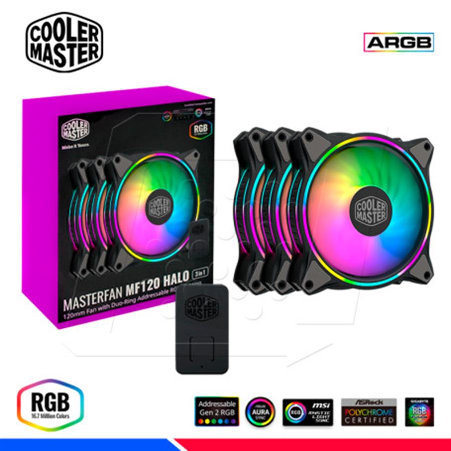 Cooler RGB 120 Mm Cooler Master MASTERFAN MF120 Halo Pack x3