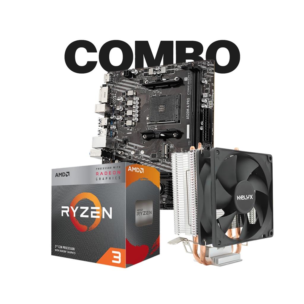 Combo motherboard MSI A520M-A PRO + Procesador AMD Ryzen 3-3200G Tray + CPU Cooler Kelyx