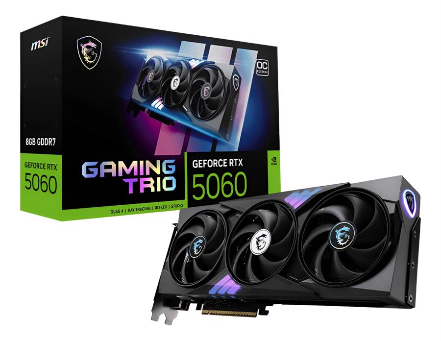 Placa de video MSI GeForce RTX 5060 8GB GAMING TRIO OC