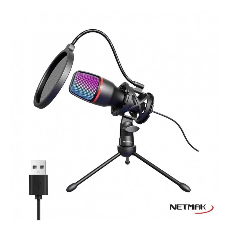 Microfono RGB Streaming USB Netmak (NM-MS786)