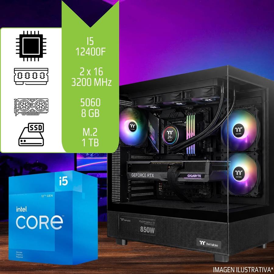 PC Gamer / Diseño I5 12400F 32GB (2x16GB) 3200Mhz SSD M.2 1TB 5060 8GB