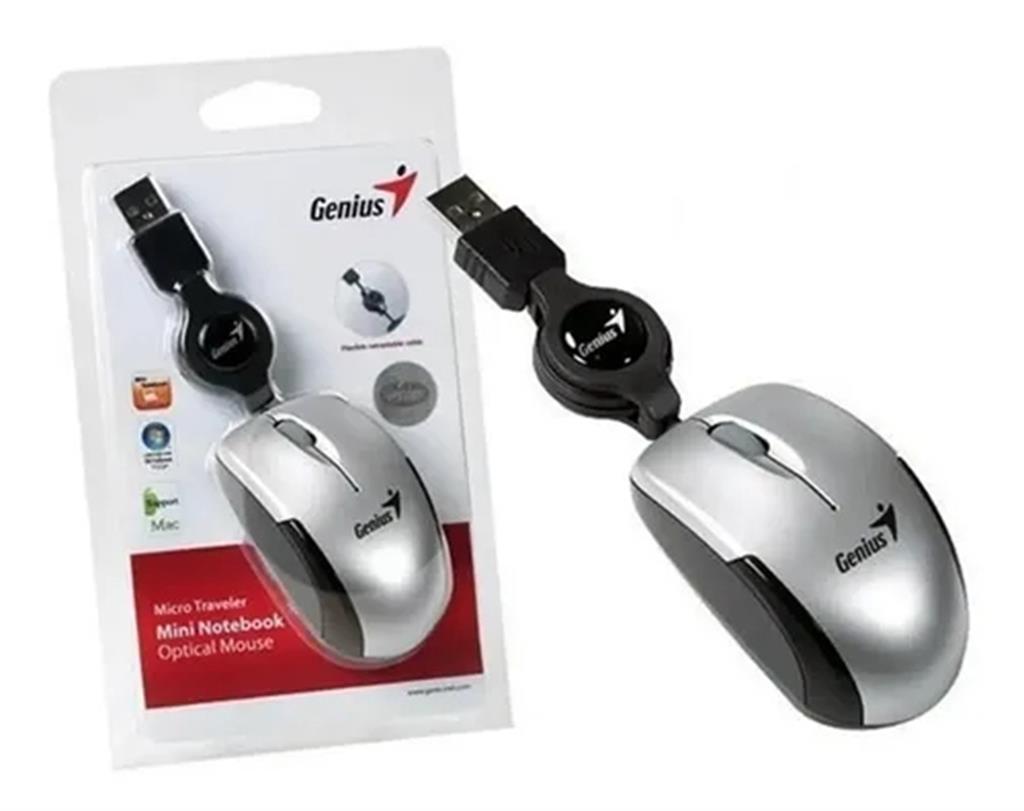 Mouse c/cable GENIUS Micro Traveler V2 Plata