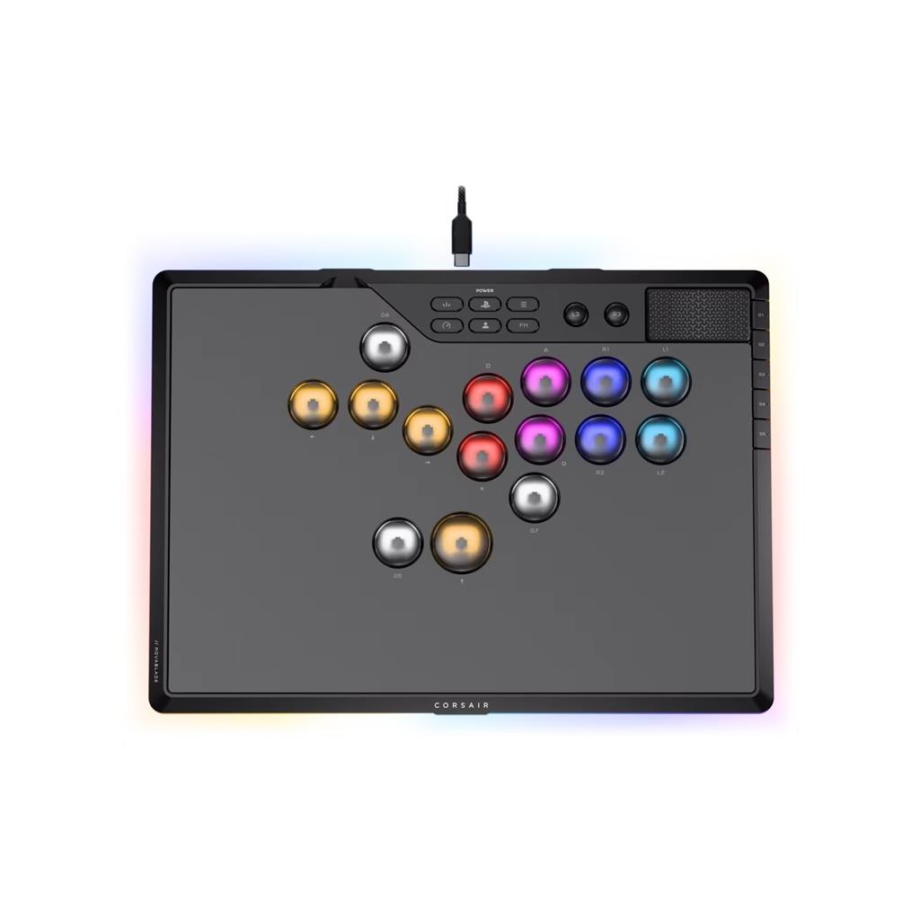 Controlador de juegos CORSAIR Novablade Pro Wireless Hall Effect Leverless Controller RGB LED MGX v2 Negro