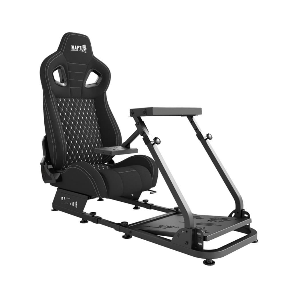 Simulador Raptor Overdrive Pro con butaca de tela con apoya volante y apoya pedales ajustable (2 cajas) (3163)