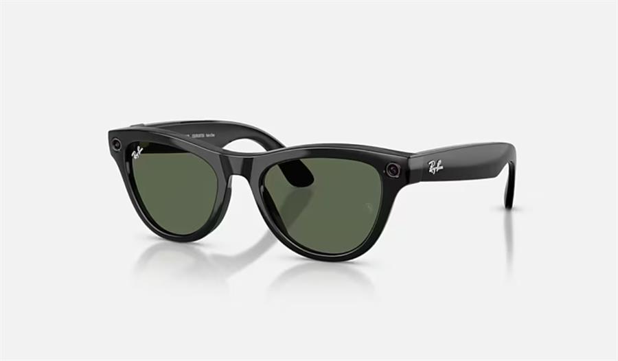 Lentes Rayban Meta SKYLER SHINY BLACK - GREEN LENSES Gen 2 (A PEDIDO)