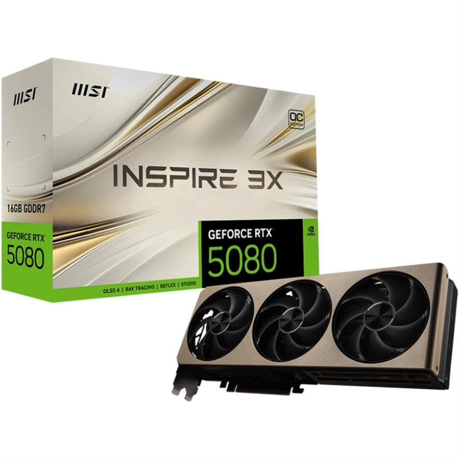 Placa de video MSI GeForce RTX 5080 INSPIRE 3X OC 16G