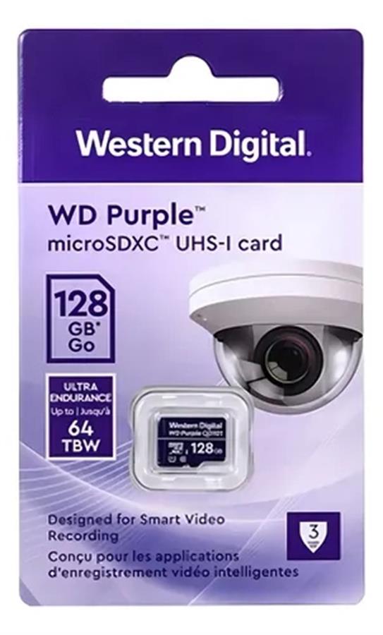 Tarjeta de Memoria WESTERN DIGITAL Purple MicroSDXC 128GB UHS-I U1 V10