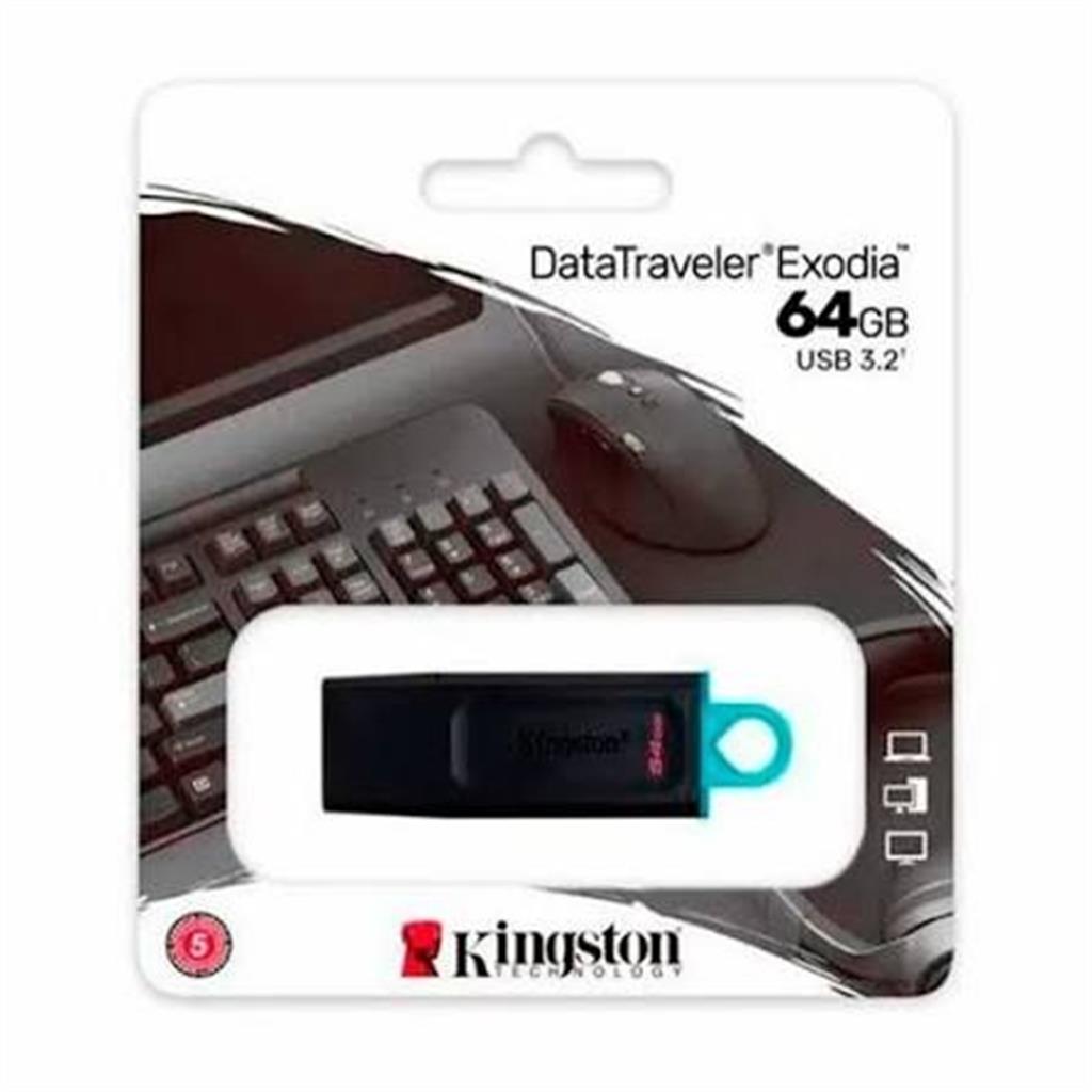 Pen Drive KINGSTON Exodia 64GB USB 3.2 Gen 1 Tipo A Negro