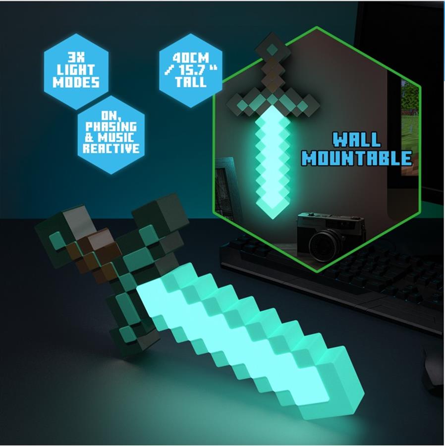 Lampara Espada de Diamante Minecraft Paladone Licencia Oficial