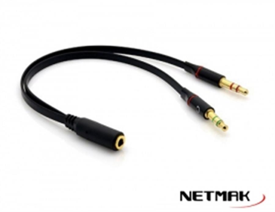 Adaptador Audio 3.5 Mm H A Mic M + Auricular M Netmak (NM-C50)