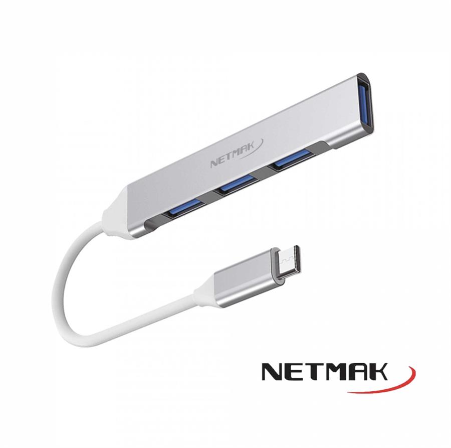 Hub USB Tipo-C a 3 puertos Usb 2.0 + 1 Usb 3.0 Netmak (NM-AC09)