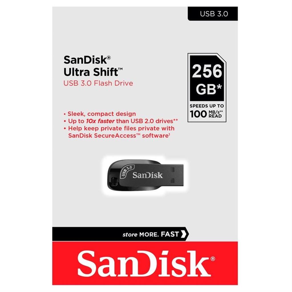 Pen Drive SANDISK Ultra Shift 256GB USB 3.2 Gen 1 Tipo A Black
