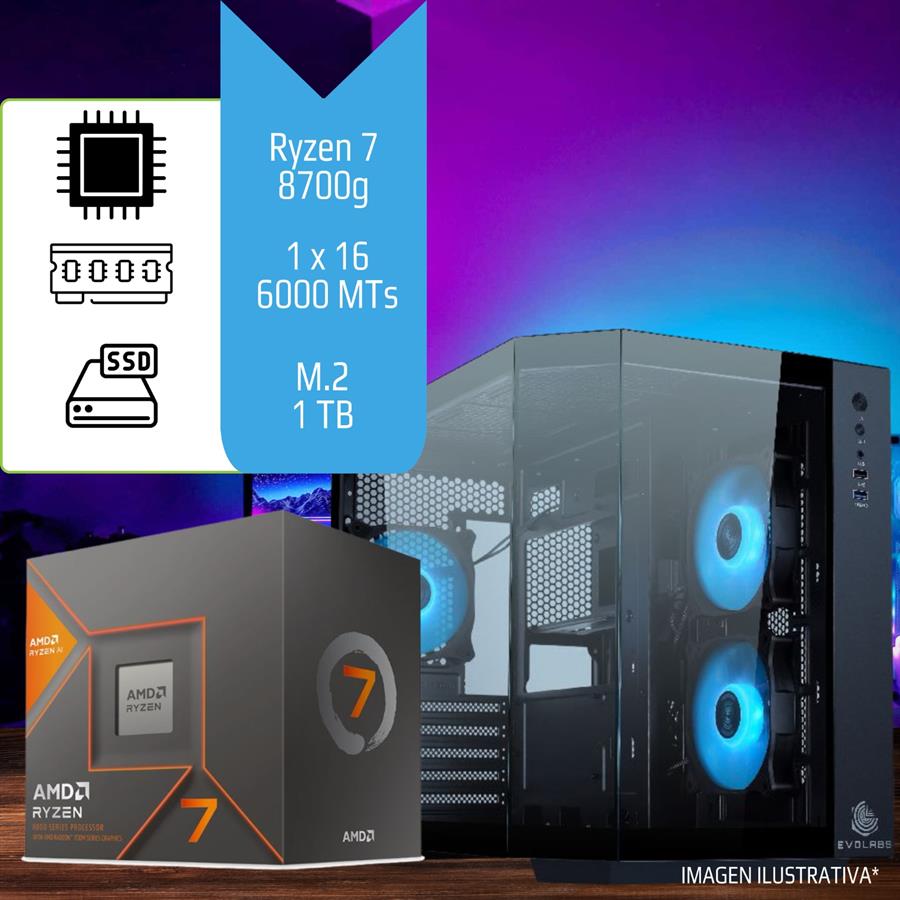 PC Gamer / Diseño Ryzen 7 8700G 16GB 6000Mhz SSD M.2 1TB