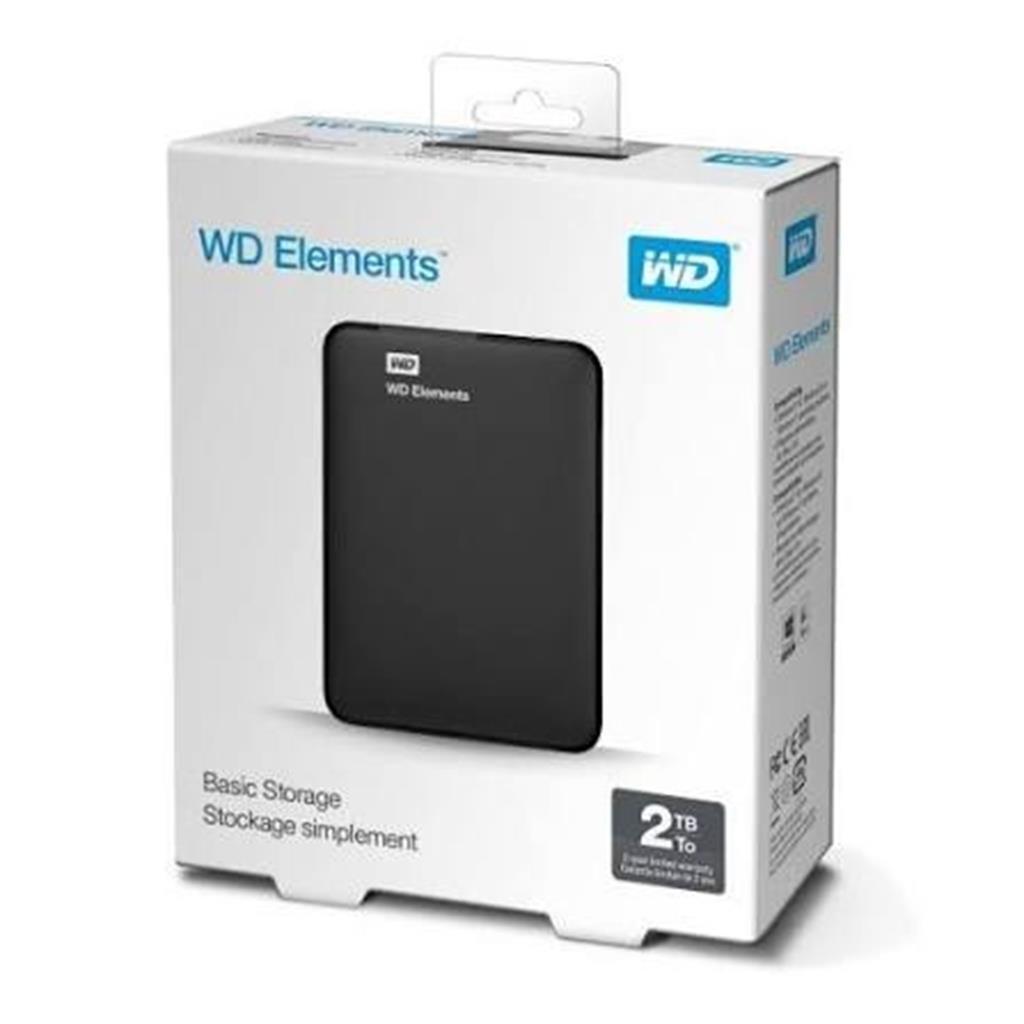 Disco Externo HDD WESTERN DIGITAL Elements 2TB USB 3.0 Tipo A Negro