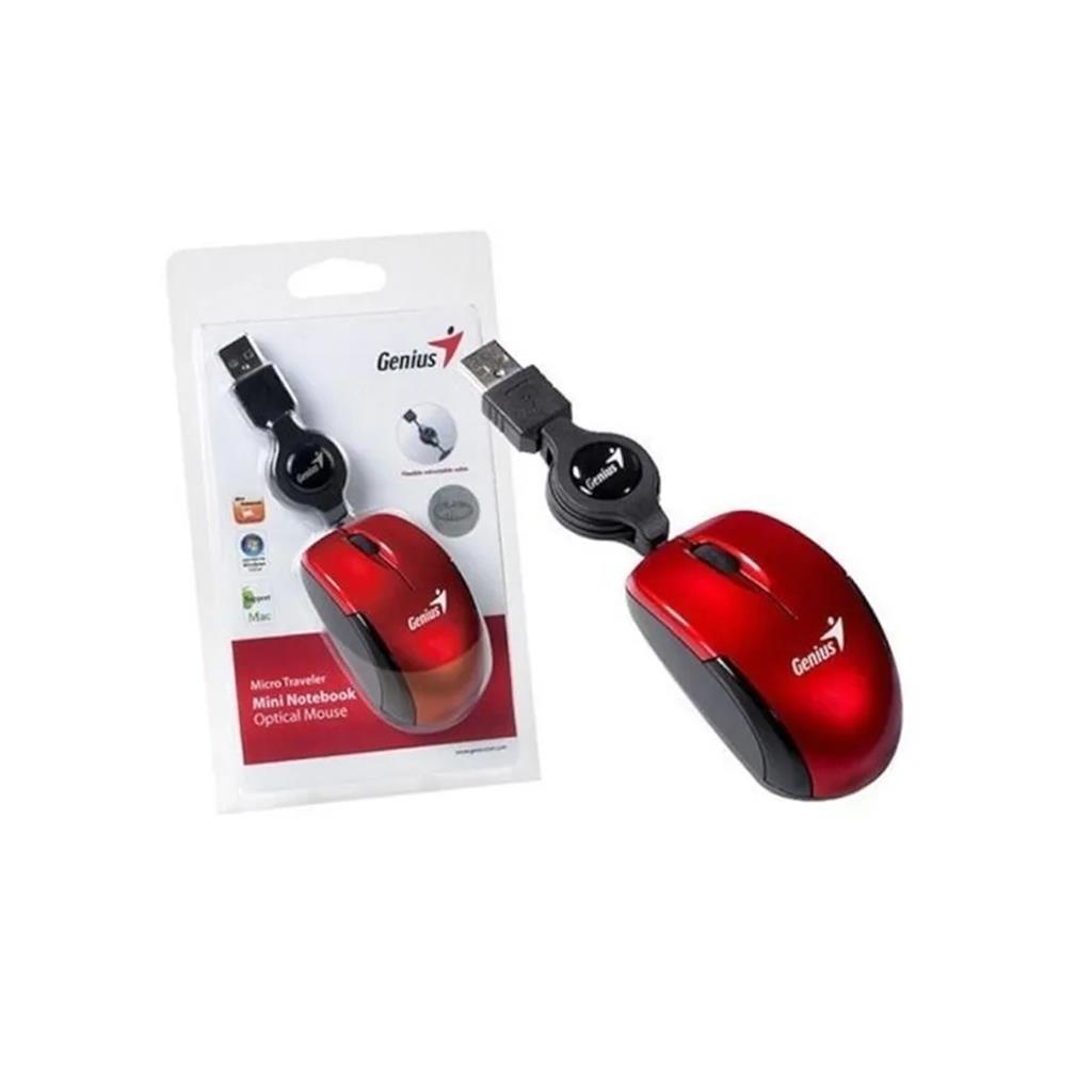Mouse c/cable GENIUS Micro Traveler V2 Ruby