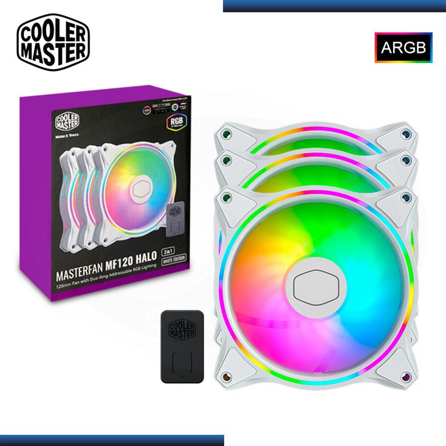 Cooler RGB 120 Mm Cooler Master MASTERFAN MF120 Halo Pack x3 White Edition