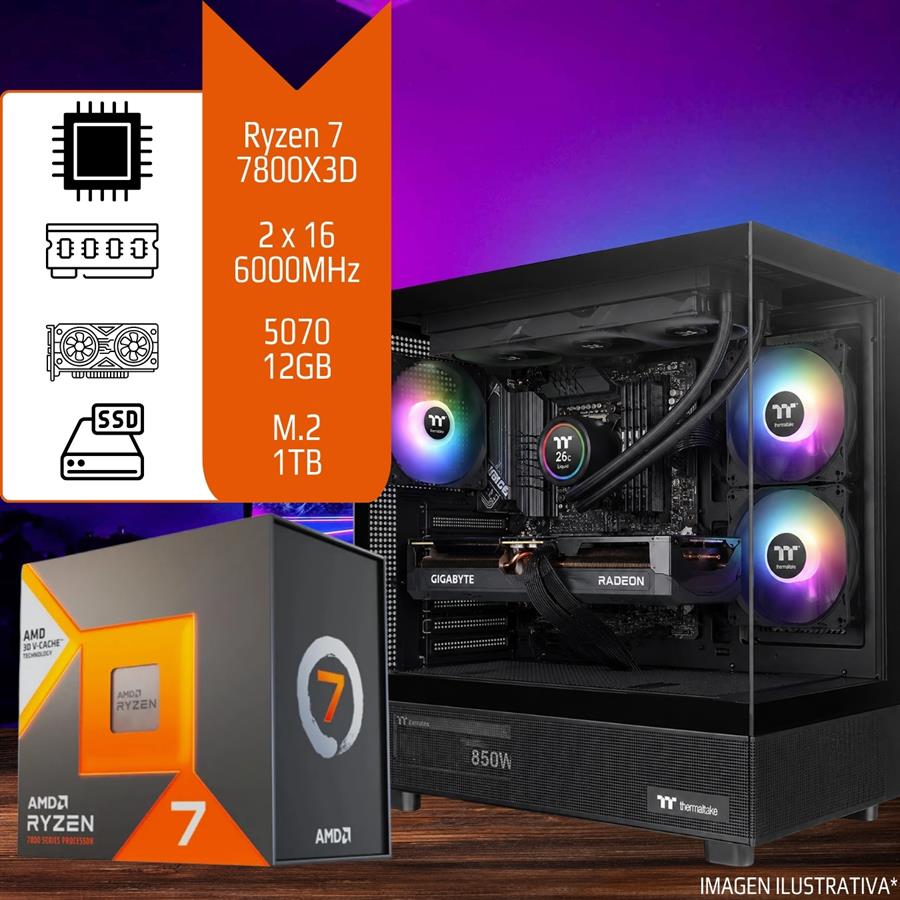 Pc Gamer / Diseño Ryzen 7 7800X3D 32GB (2x16GB) 6000 MHz SSD M.2 1TB RTX 5070 12GB