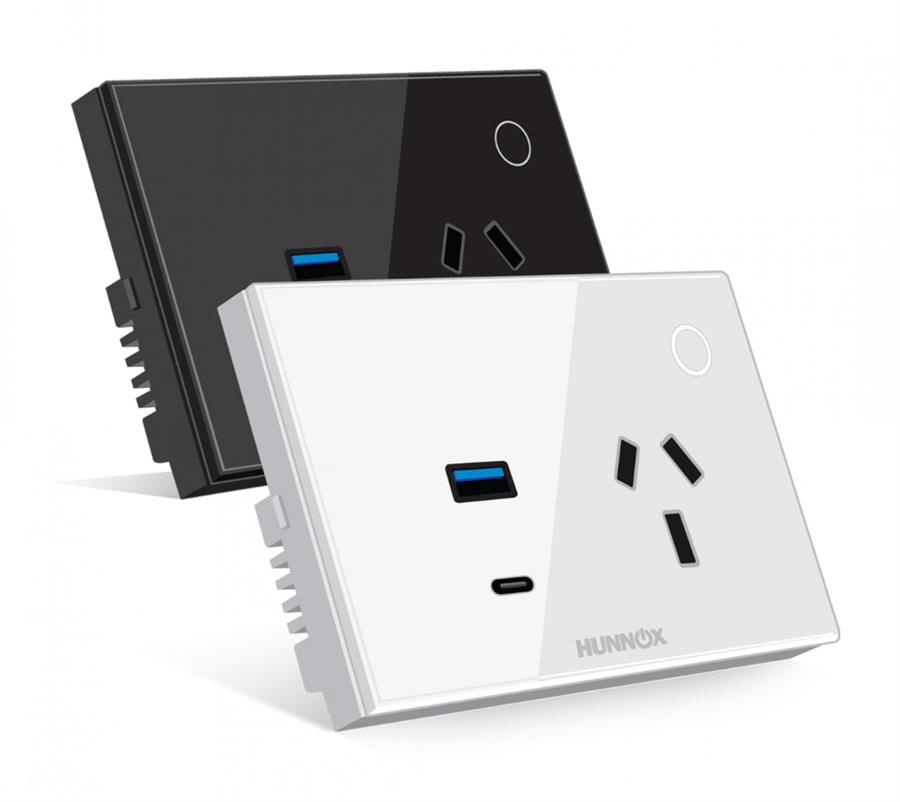 Toma corriente +Usb A +Usb C Hunnox Smart Tactil (consultar colores disponibles)