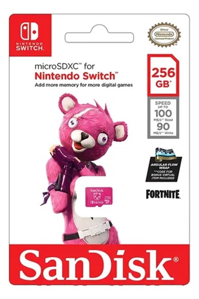 Tarjeta de Memoria Sandisk MicroSDXC 256GB UHS-I Card C10 U3 100Mb for Nintendo Switch Fortnite Edition