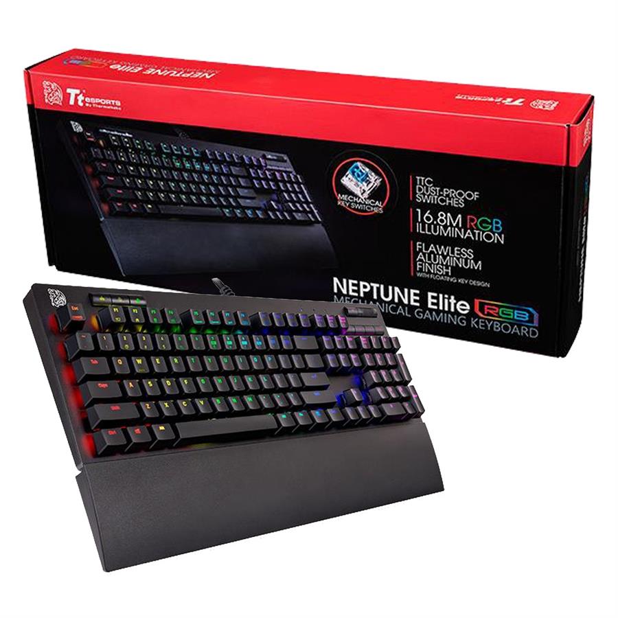 Teclado Gamer Thermaltake Esports Neptune Elite TTC RGB BLUE AXIS BLACK SPANISH
