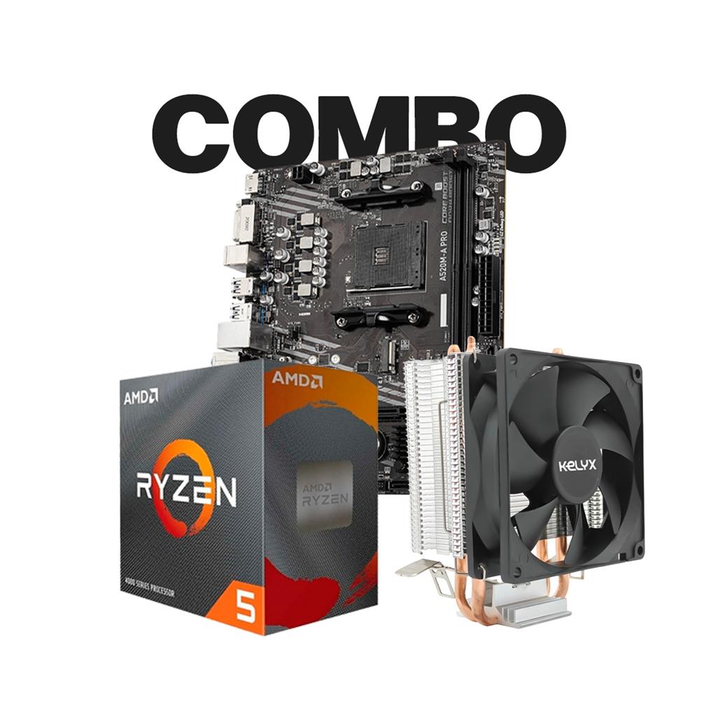 Combo Motherboard MSI A520M-A PRO + Procesador AMD Ryzen 5-3400G Tray + CPU Cooler Kelyx
