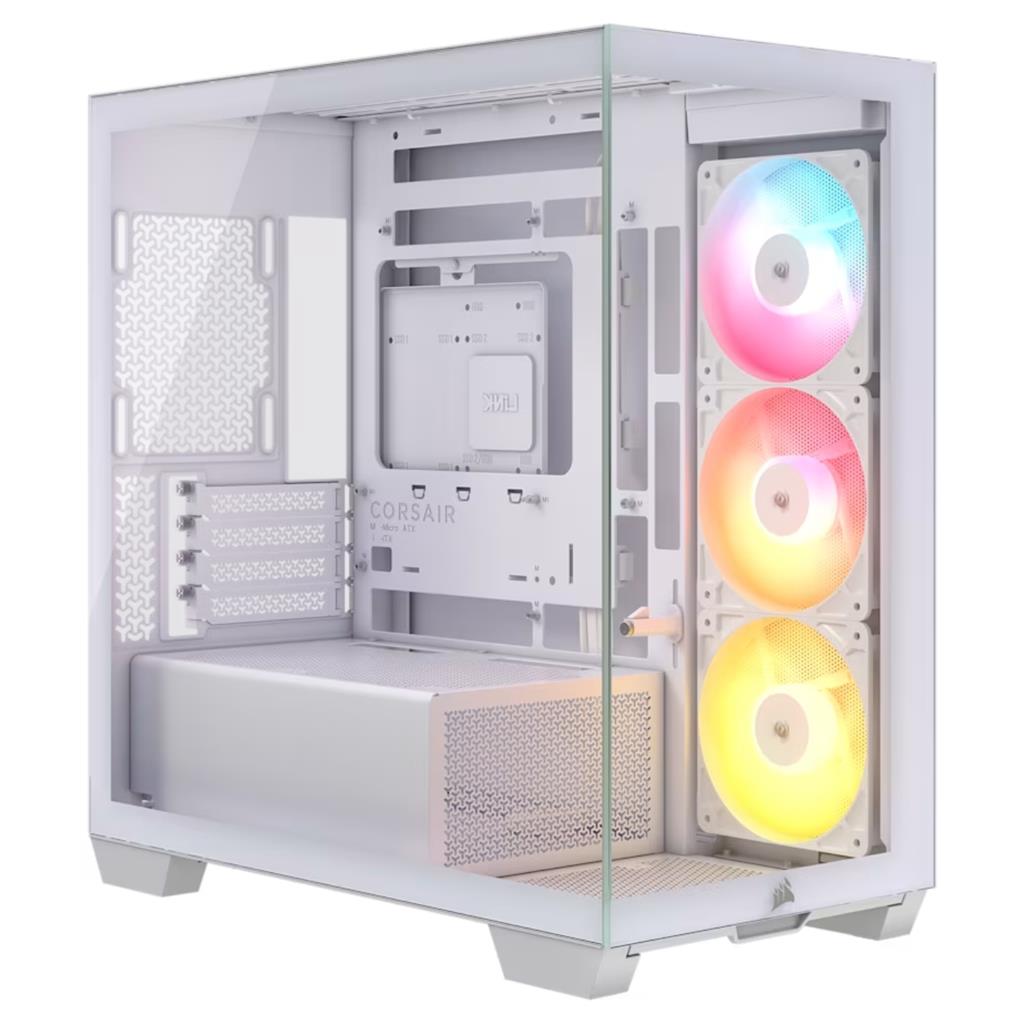 Gabinete CORSAIR 2800X RS-R ARGB Panoramic Glass Micro-ATX Case Blanco