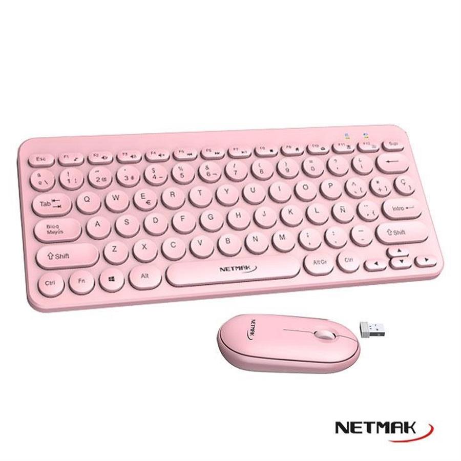 Teclado + Mouse Inalambrico Netmak Rosa (NM-KB850-P)