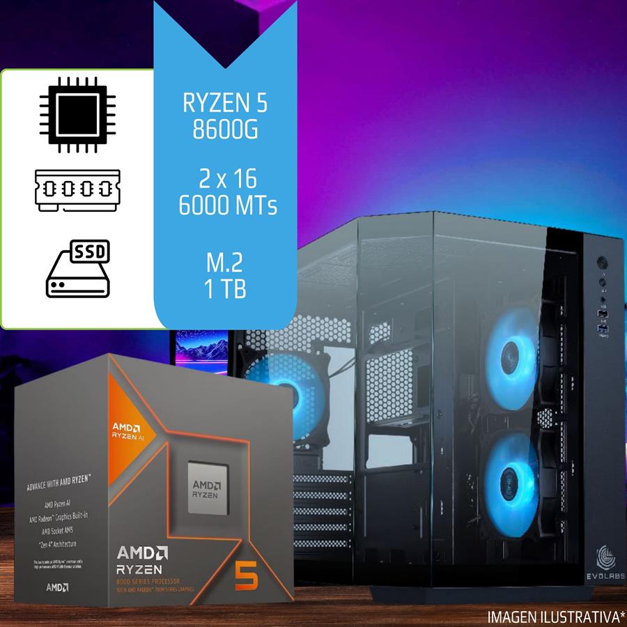 PC Gamer / Diseño Ryzen 5 8600G 32GB (2x16GB) 6000Mhz SSD M.2 1TB