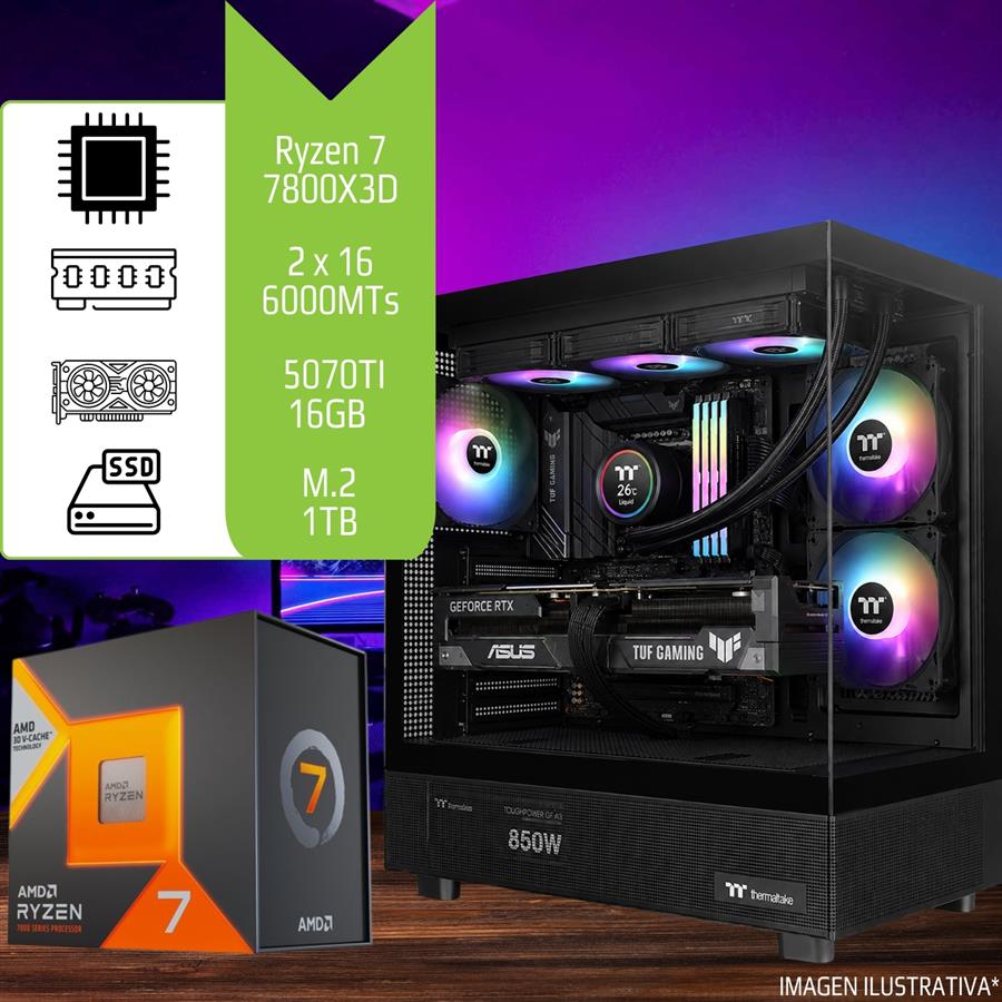 Pc Gamer / Diseño Ryzen 7 7800X3D 32GB (2x16GB) 6000MHz SSD M.2 1TB RTX 5070 TI 16GB