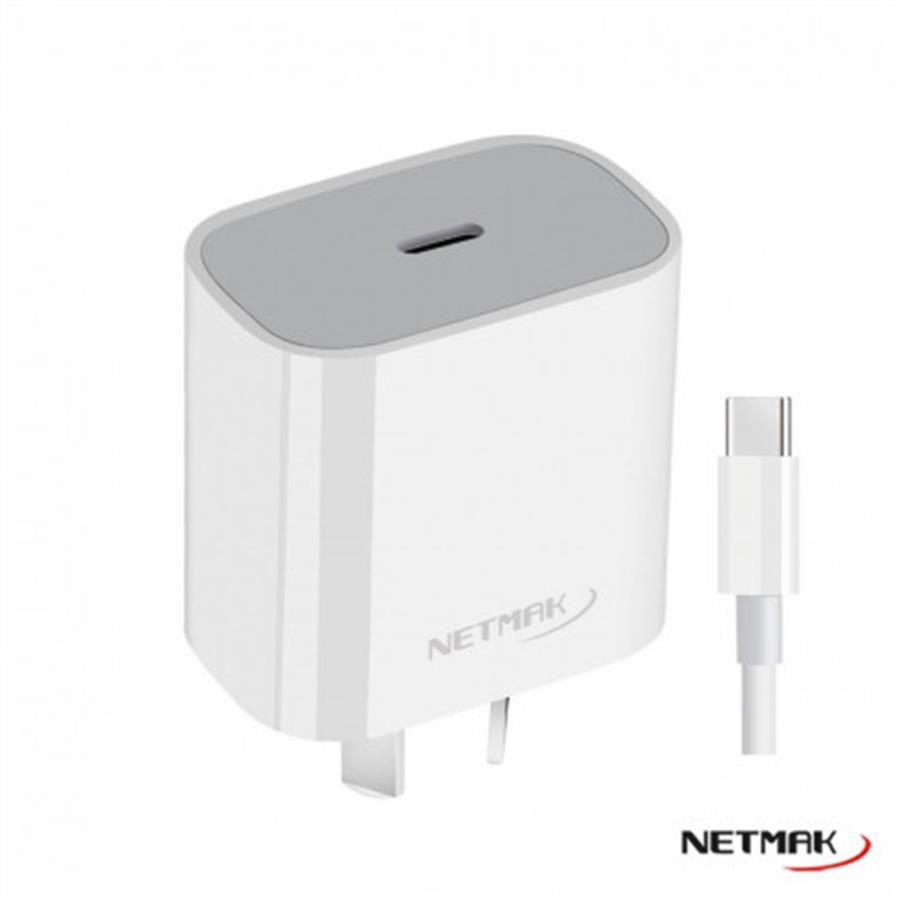 Cargador Usb-C Pd 20w con Cable Tipo-C Netmak (NM-CP8)