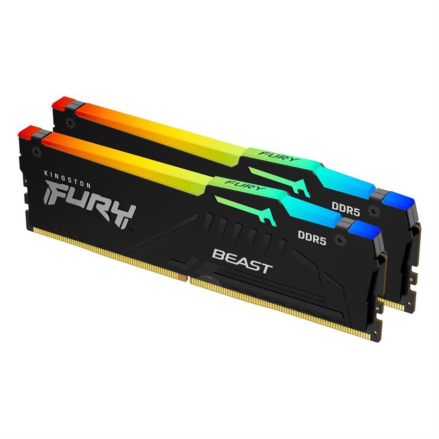 Memoria DDR5 Kingston 32GB (2x16GB) 6000 MHz FURY Beast Black RGB (5902)