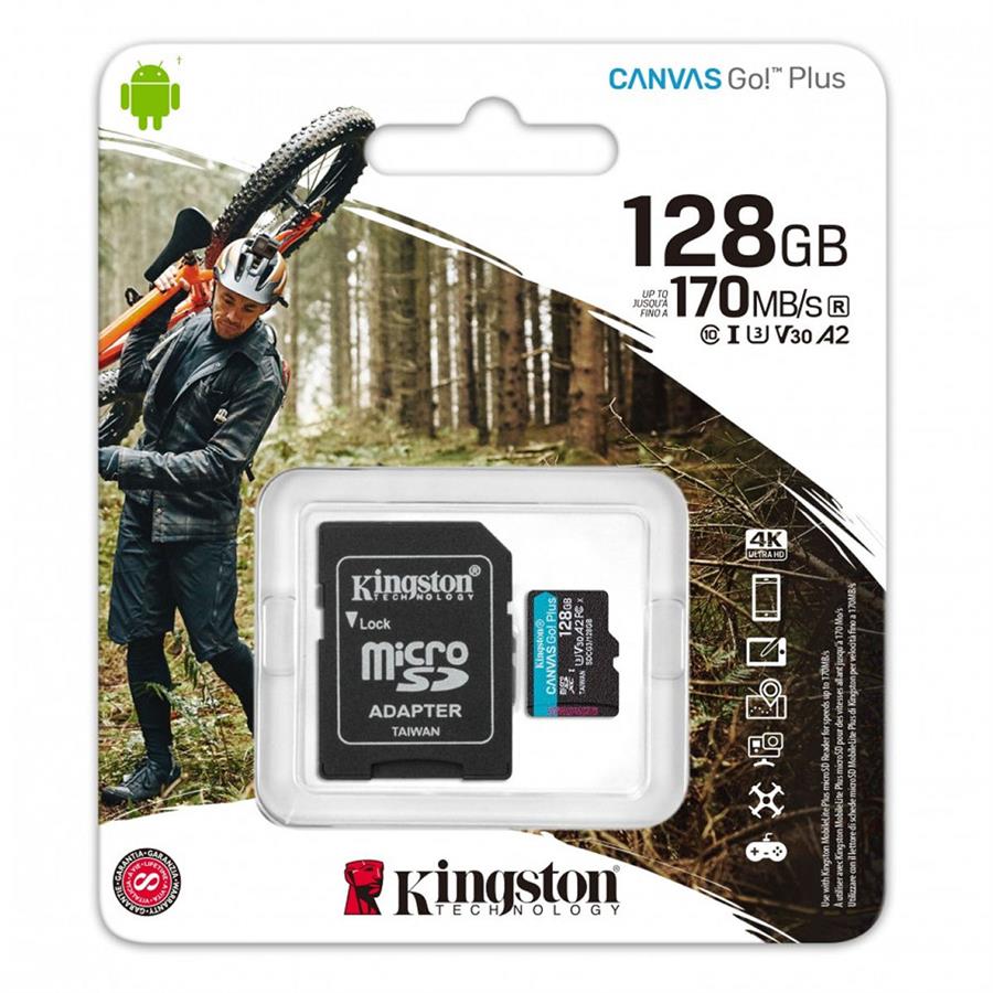 Memoria Micro SD 128 Gb Clase 10 Kingston 170 MB/s (SDCG3/128GB) Canvas Go Plus