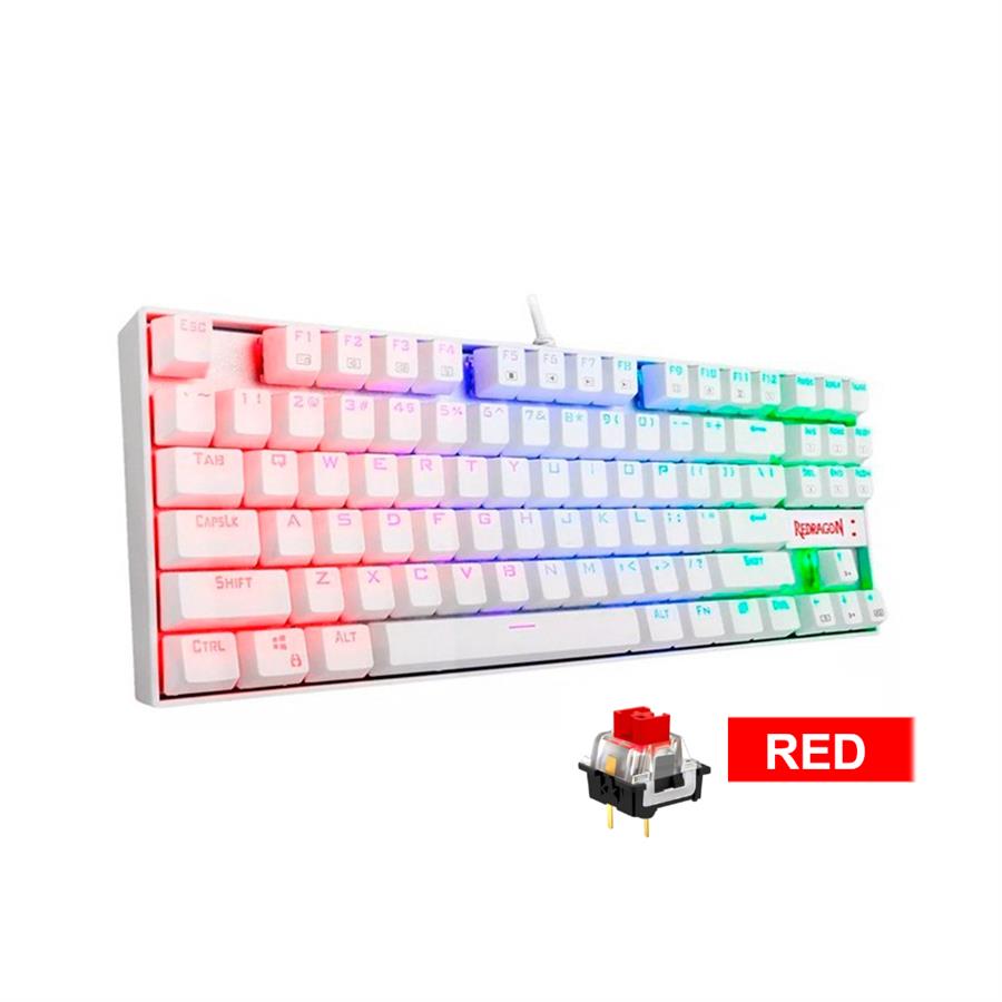 Teclado Redragon K552 Kumara RGB WHITE SW RED