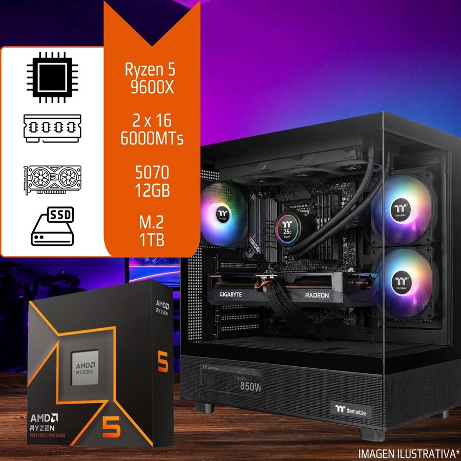 Pc Gamer / Diseño Ryzen 5 9600X 32GB (2x16GB) 6000 MHz 5070 12GB SSD M.2 1TB