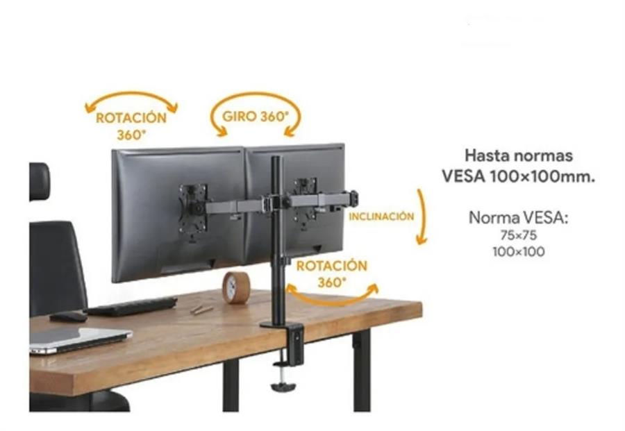 Soporte doble p/monitor 10" a 32" Netmak ST18