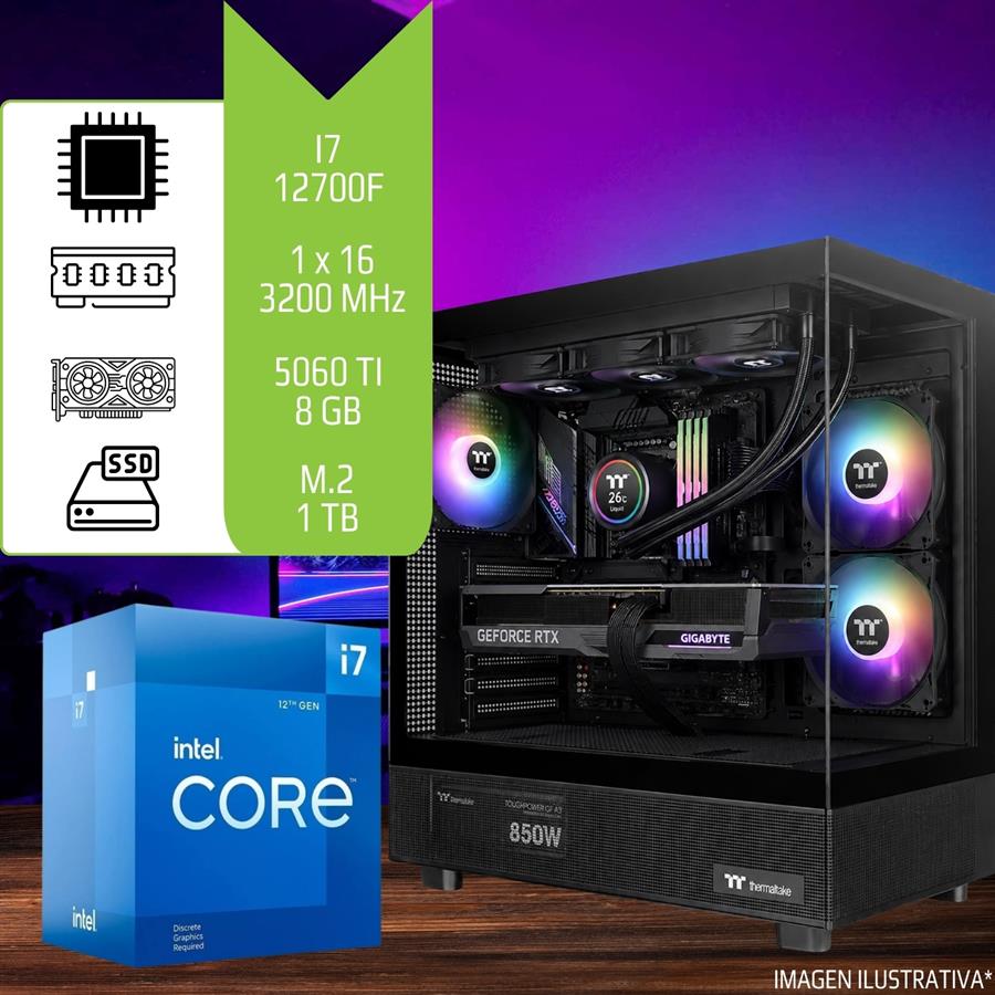 PC Gamer / Diseño I7 12700F 16GB 3200Mhz SSD M.2 1TB 5060TI 8GB