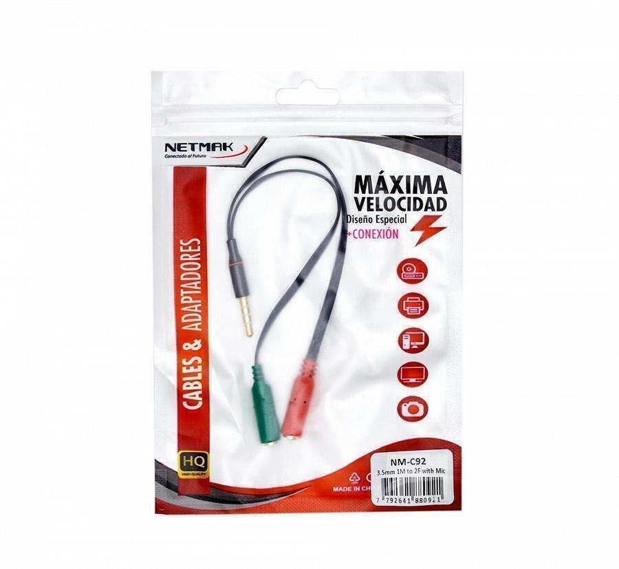 Adaptador Stereo 3.5 M a 2 Stereo H Netmak (NM-C92)