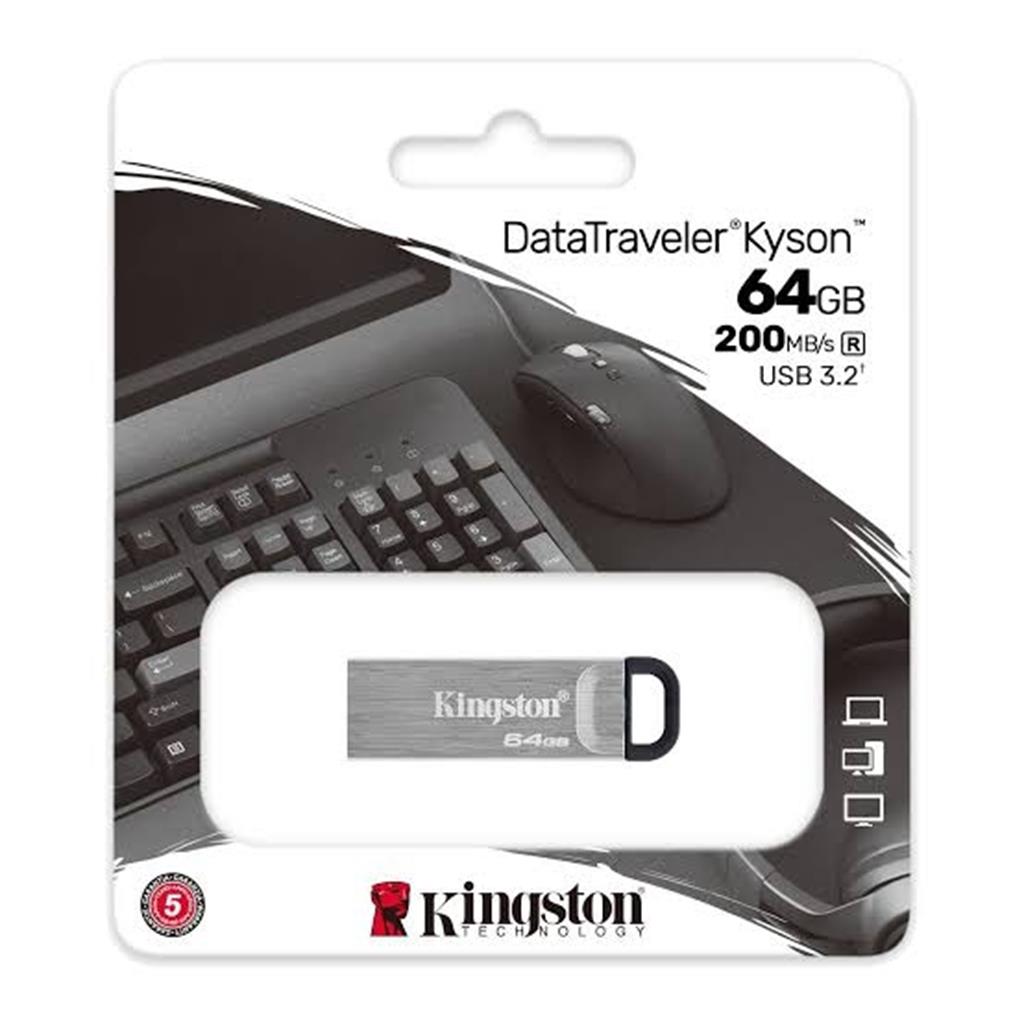 Pen Drive KINGSTON DataTraveler Kyson 64GB USB 3.2 Gen 1 Tipo A Gris
