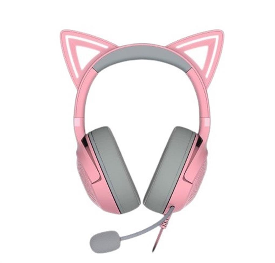 Auricular Razer Kraken Kitty V2 USB w/RGB Chroma Kitty Ears Quartz Edition