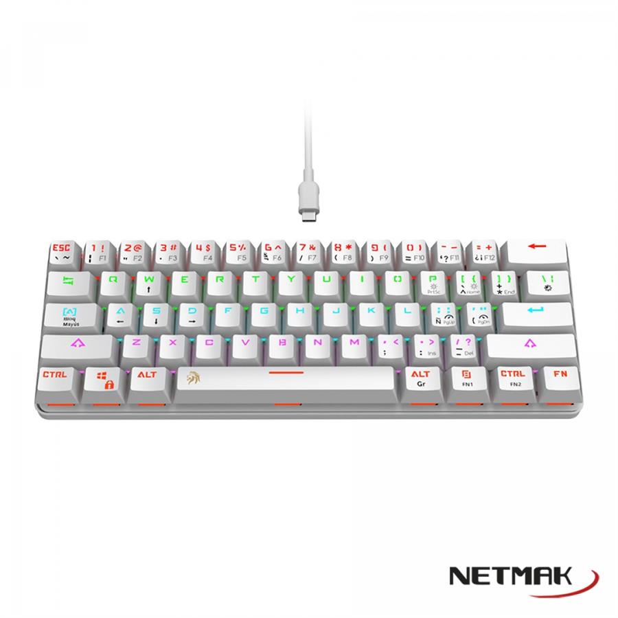 TECLADO MECANICO GAMER NETMAK NM-DOMINATE BLANCO