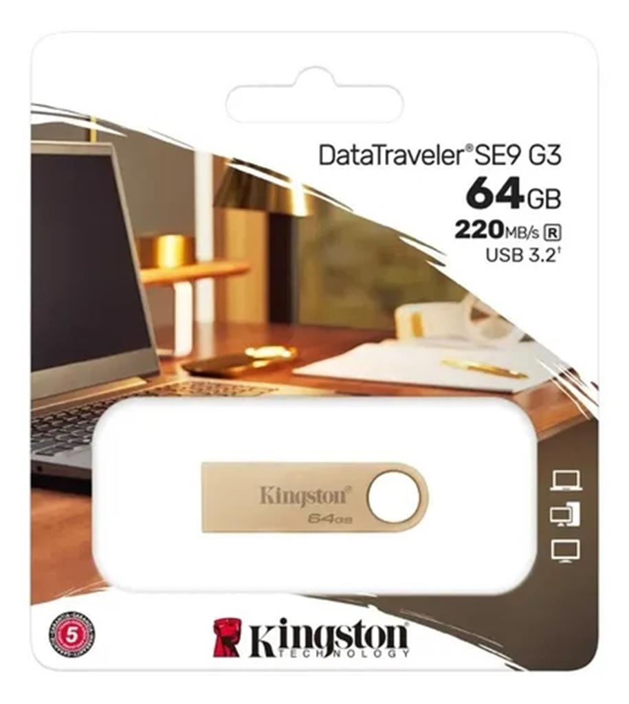 Pen Drive 3.2 DT SE9 G3 64GB Data Trav. Metálico KINGSTONE